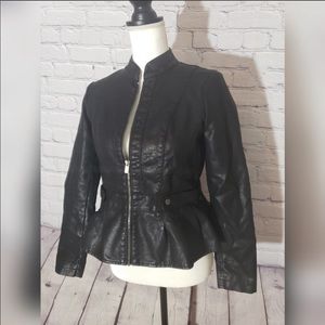Baccini Vegan peplum leather jacket in EUC!